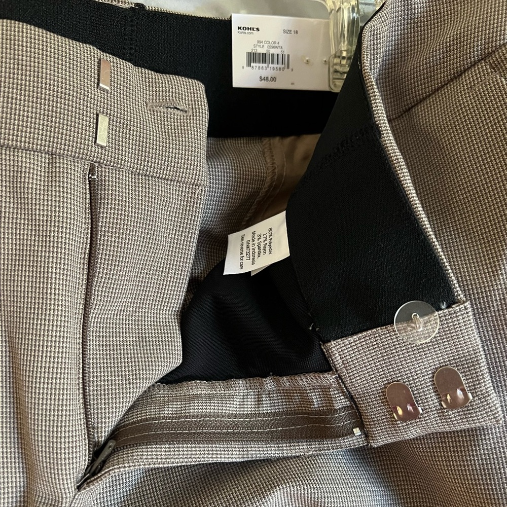 NWT Nine West Barely Bootcut Pants Size 18 Taupe Houndstooth - Picture 4 of 6